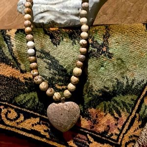 Sandstone heart and bead necklace.